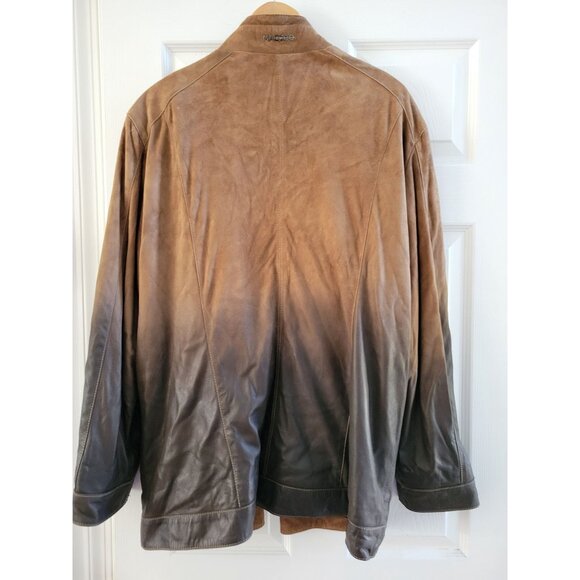 Maceoo Mens Brown Lamb leather Degrade Jacket Plus size 3X designer Outdoor - Picture 6 of 13